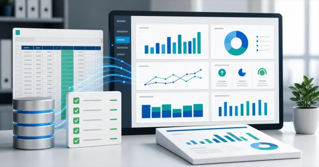 Dashboard, planilha validada e relatorio gerencial com graficos e indicadores confiaveis