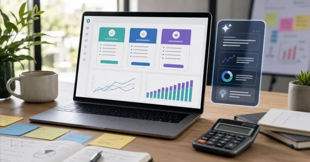 Digital product pricing dashboard with plans, costs, revenue, and AI support