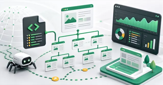 Visual map of URLs, XML sitemap and crawl paths for technical SEO